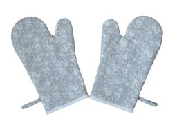 Kuchyňská chňapka Bílé kvítí na šedé 2 ks