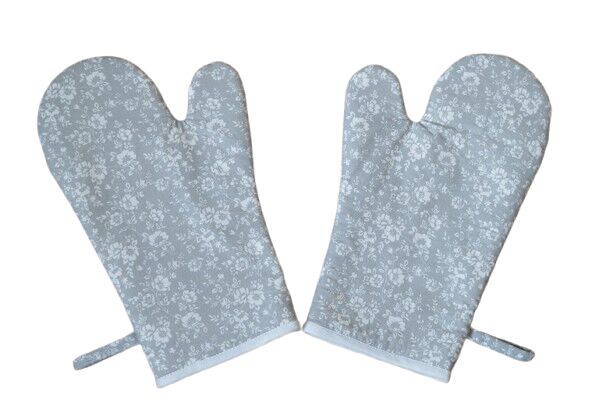 Kuchyňská chňapka Bílé kvítí na šedé 2 ks