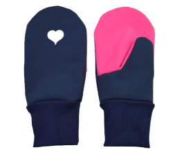 Dětské softshellové rukavice s reflexním prvkem růžová, modrá Srdíčko