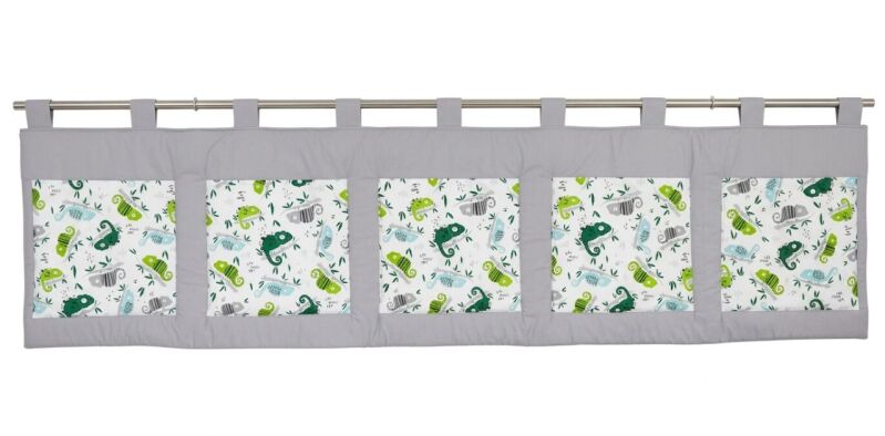 Velký kapsář za postel 200x50 cm chameleoni na světle šedé