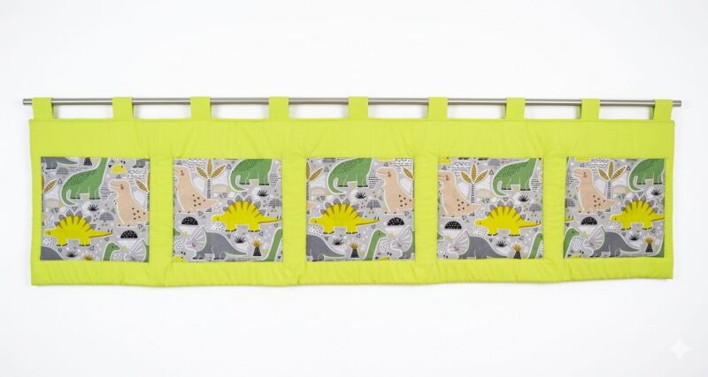 Velký kapsář na zeď 200 x 50 cm limetkové zelená dinosauři