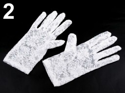 Bílé krátké krajkové rukavice