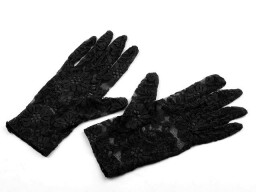 Černé krátké krajkové společenské rukavice