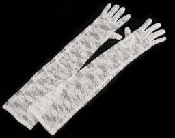Svatební, společenské krajkové rukavice 56cm - bílá