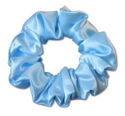 Saténová gumička do vlasů Světle modrá