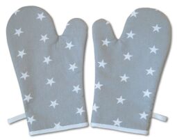Kuchyňská rukavice Bílá hvězda na šedé 2 ks