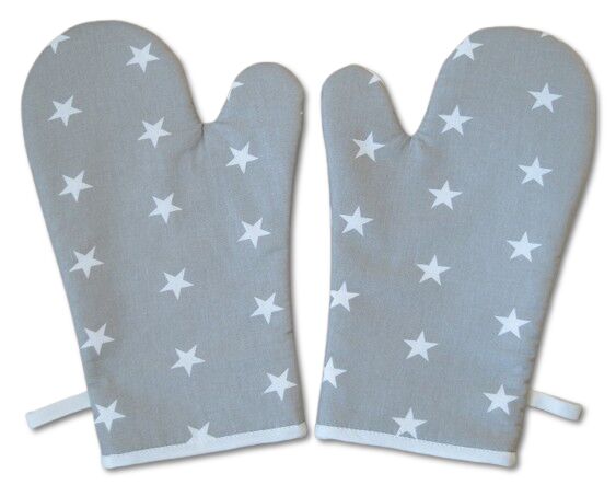Kuchyňská rukavice Bílá hvězda na šedé 2 ks