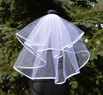 Svatební závoj vrstvený lemovaný 50 cm - bílá