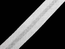 Šikmý proužek bavlněný šíře 14 mm zažehlený - bílá