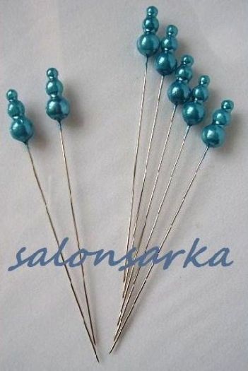 Špendlík se třemi perličkami - modrý