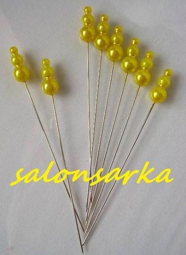 Špendlík se třemi perličkami - žlutý
