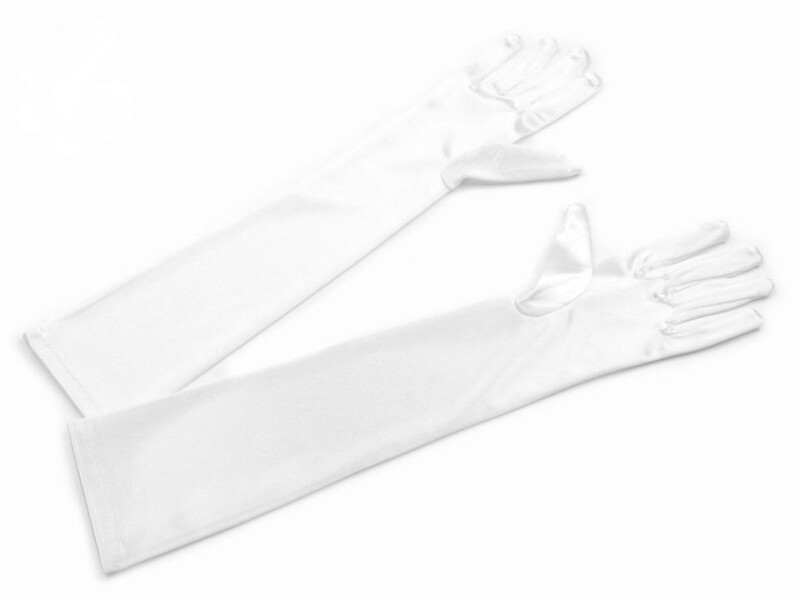 Bílé dlouhé společenské/svatební rukavice 45 cm