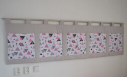 Velký kapsář na zeď 200 x 50 cm šedá Trojúhelníky