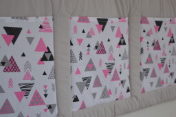 Velký kapsář na zeď 200x50 cm šedá Trojúhelníky