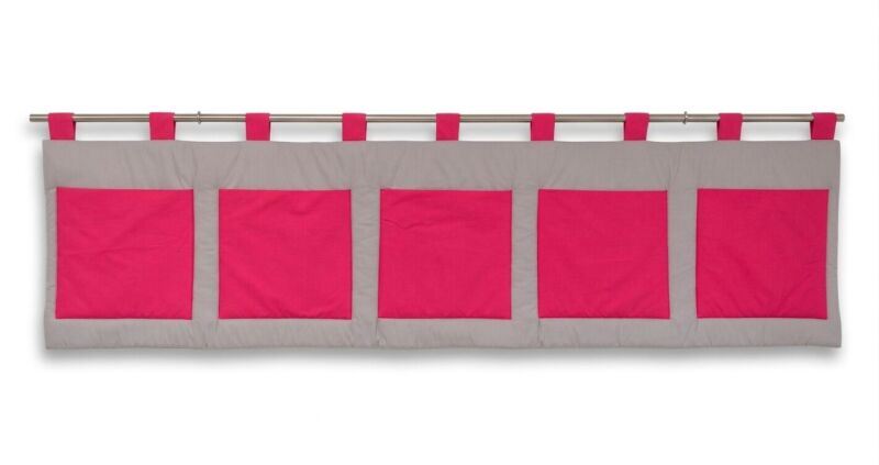 Velký kapsář na zeď 200x50 cm tmavě růžová na šedé