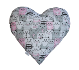 Polštářek srdce růžové Kočičky 40x43 cm