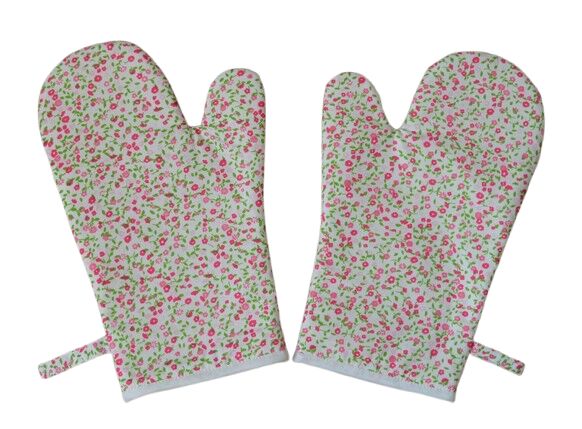 Kuchyňské chňapky/rukavice Kvítí na bílé 2 ks