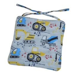 Podsedák na židli do školy 34x34 cm Stavební stroje na šedé