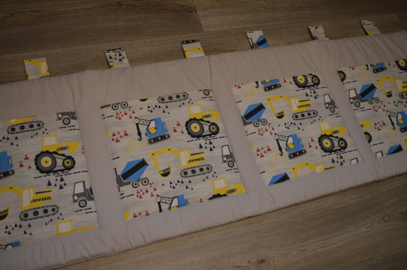 Velký kapsář na zeď 200x50 cm světle šedá Stavební stroje