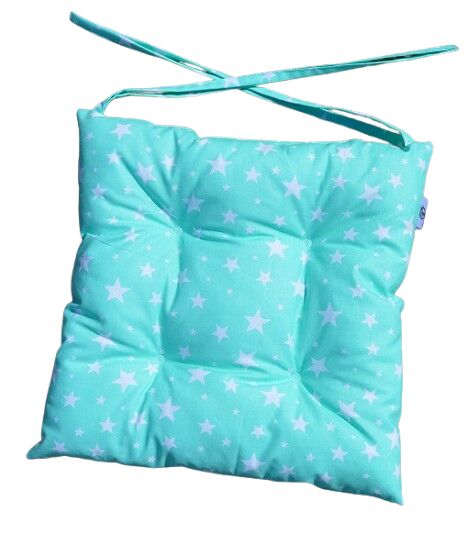 Podsedák na židli do školy 33x33 cm bílé hvězdy na mentolové