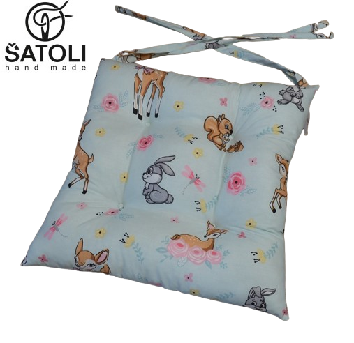 Podsedák na židli do školy 33x33 cm Koloušek a zajíček na mentolové