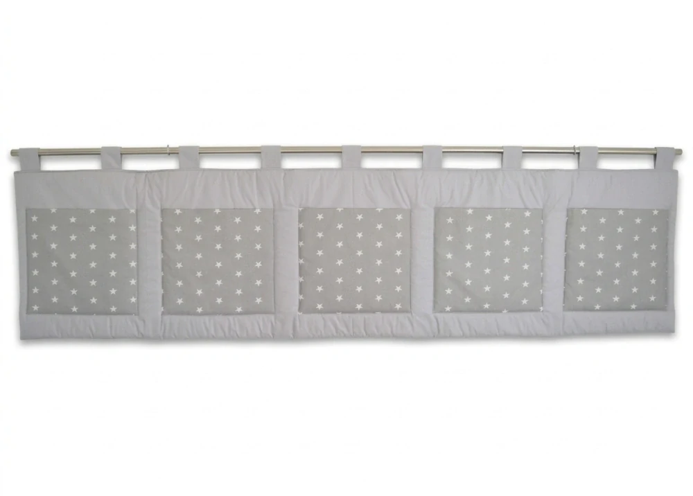 Velký kapsář za postel 200x50 cm Hvězdičky na šedé