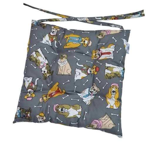 Podsedák na židli do školy 33x33 cm pejsci na tmavě šedé