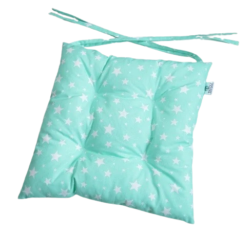 Podsedák na židli do školy 33x33 cm bílé hvězdy na mentolové