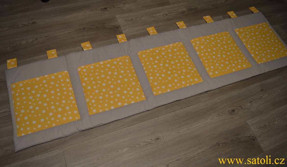 Kapsář za postel 200 x 50 cm šedá, žlutá Hvězdička