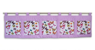 Velký kapsář za postel 200 x 50 cm motýli na fialkové