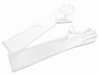 Bílé dlouhé společenské/svatební rukavice 45 cm