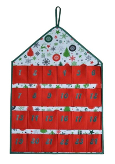 Závěsný adventní kalendář červené kapsičky